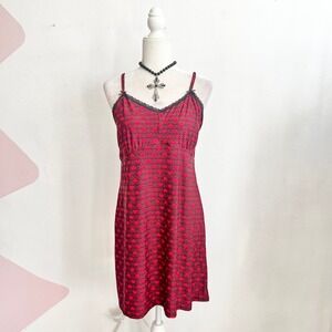 Red Heart Nightgown Sleepwear Valentines Day Soft Romantic Slip Dress Small